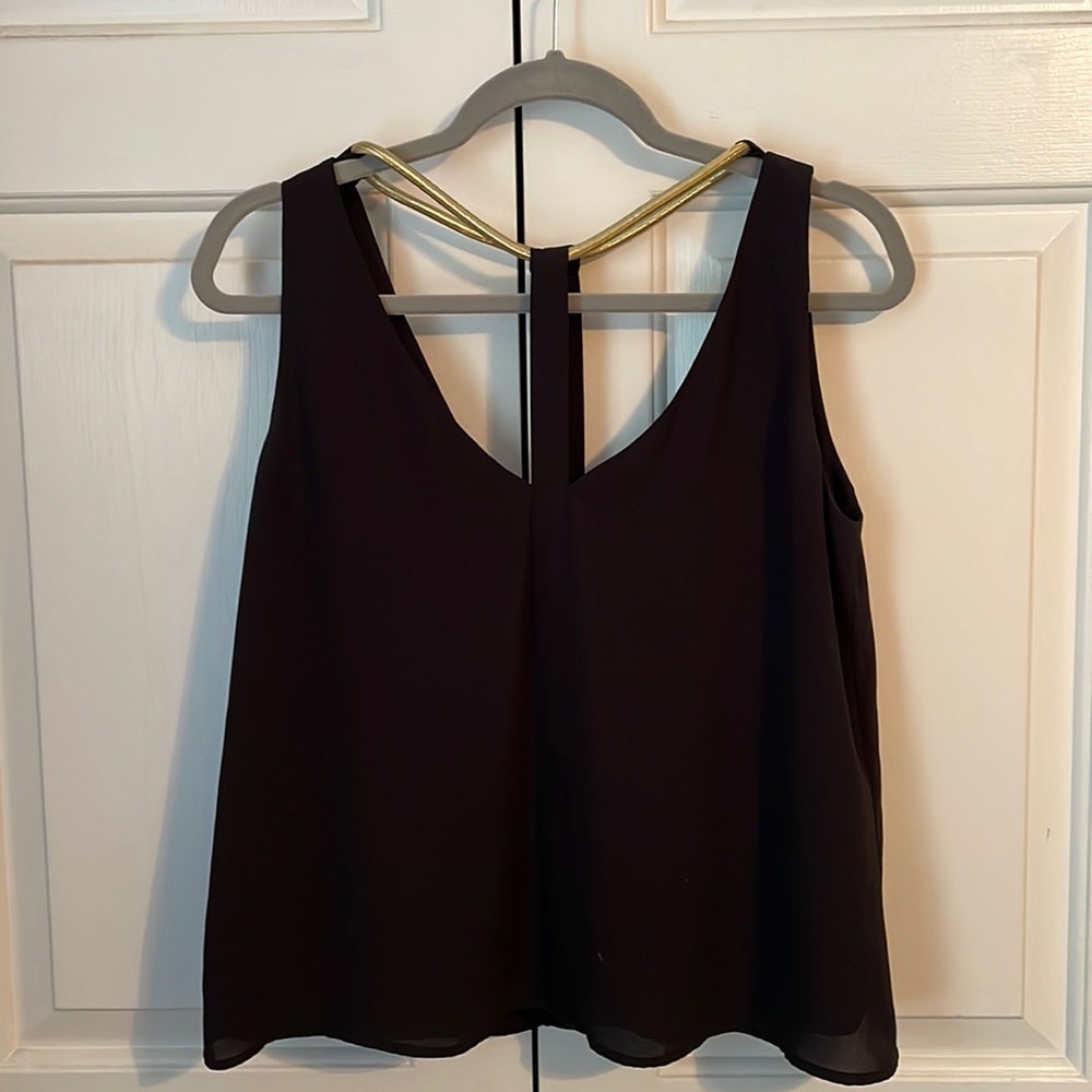 BCBG Black Going Out Top with Gold Collar